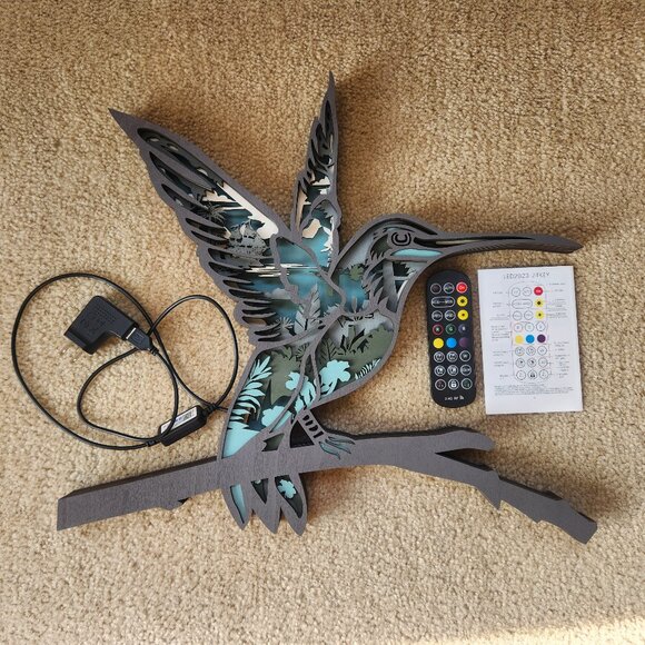 Other - 3D Carved Light Display Nightlight Hummingbird Bird--SEE VIDEO
